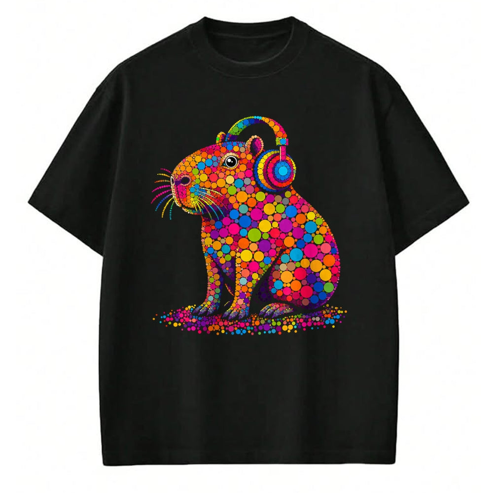 Cute Capybara Shirt, Funny Capybara UnisexT-Shirt/Hoodie/Sweatshirt HLT00 - Funny Capybara Dots Art Animal Lovers Students Boys Girls T-Shirt