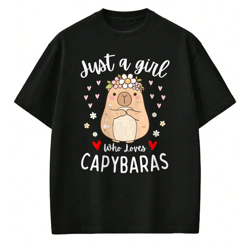 Cute Capybara Shirt, Funny Capybara Unisex T-Shirt/Hoodie/Sweatshirt HLT00 - Just a Girl Who Loves Capybaras Cute Rodent Animal Capybara T-Shirt