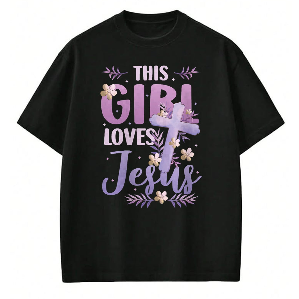 Christian Tee, Christian Faith Unisex T-Shirt/Hoodie/Sweatshirt HLT00 - This Girl Loves Jesus Cute Christian Girl Jesus T-Shirt (1)