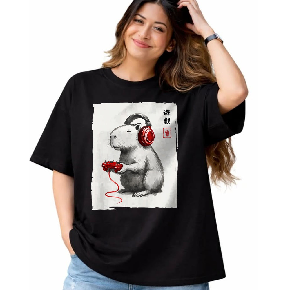 Cute Capybara Shirt, Funny Capybara Unisex T-Shirt/Hoodie/Sweatshirt HLT00 - Gamer Japanese Art Men Women Teens Kids Funny Capybara T-Shirt