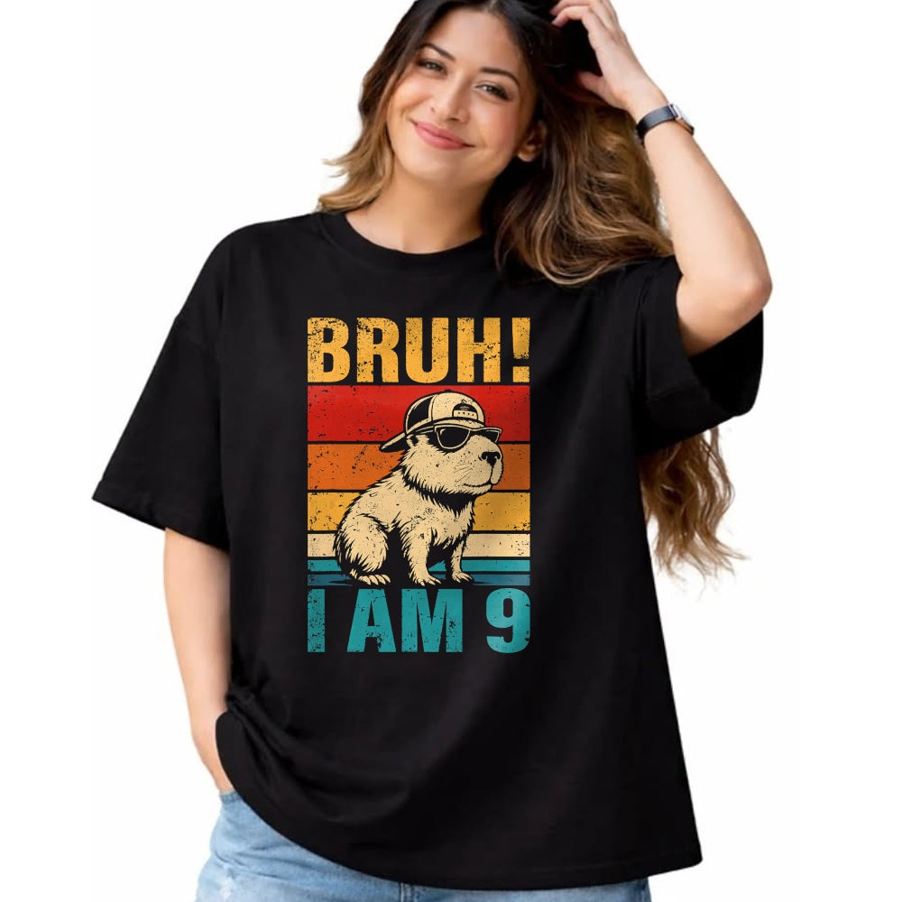 Cute Capybara Shirt, Funny Capybara UnisexT-Shirt/Hoodie/Sweatshirt HLT00 - 9 Year Old Birthday Boy Capybara Bruh It_s My 9th Birthday T-Shirt (1)