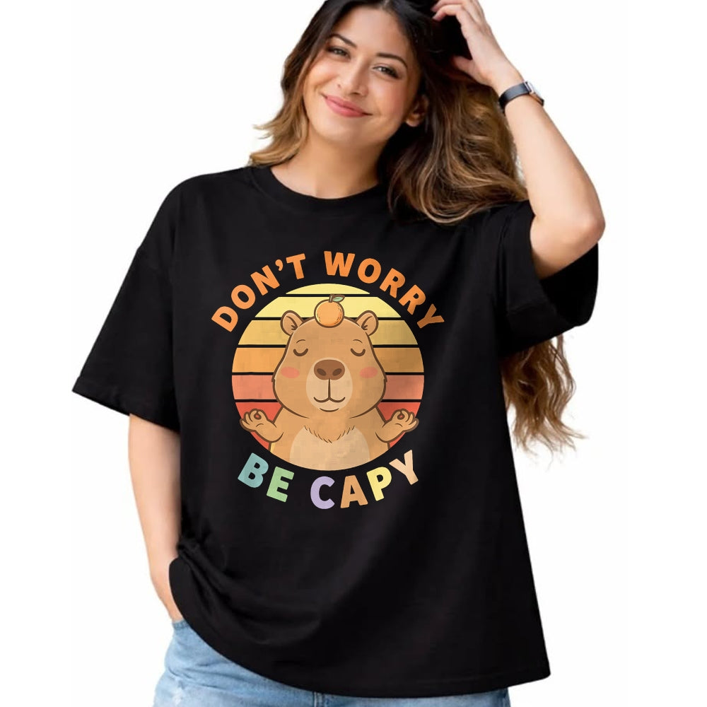 Cute Capybara Shirt, Funny Capybara Unisex T-Shirt/Hoodie/Sweatshirt HLT00 - Capybara Dont Worry Be Capy T-Shirt