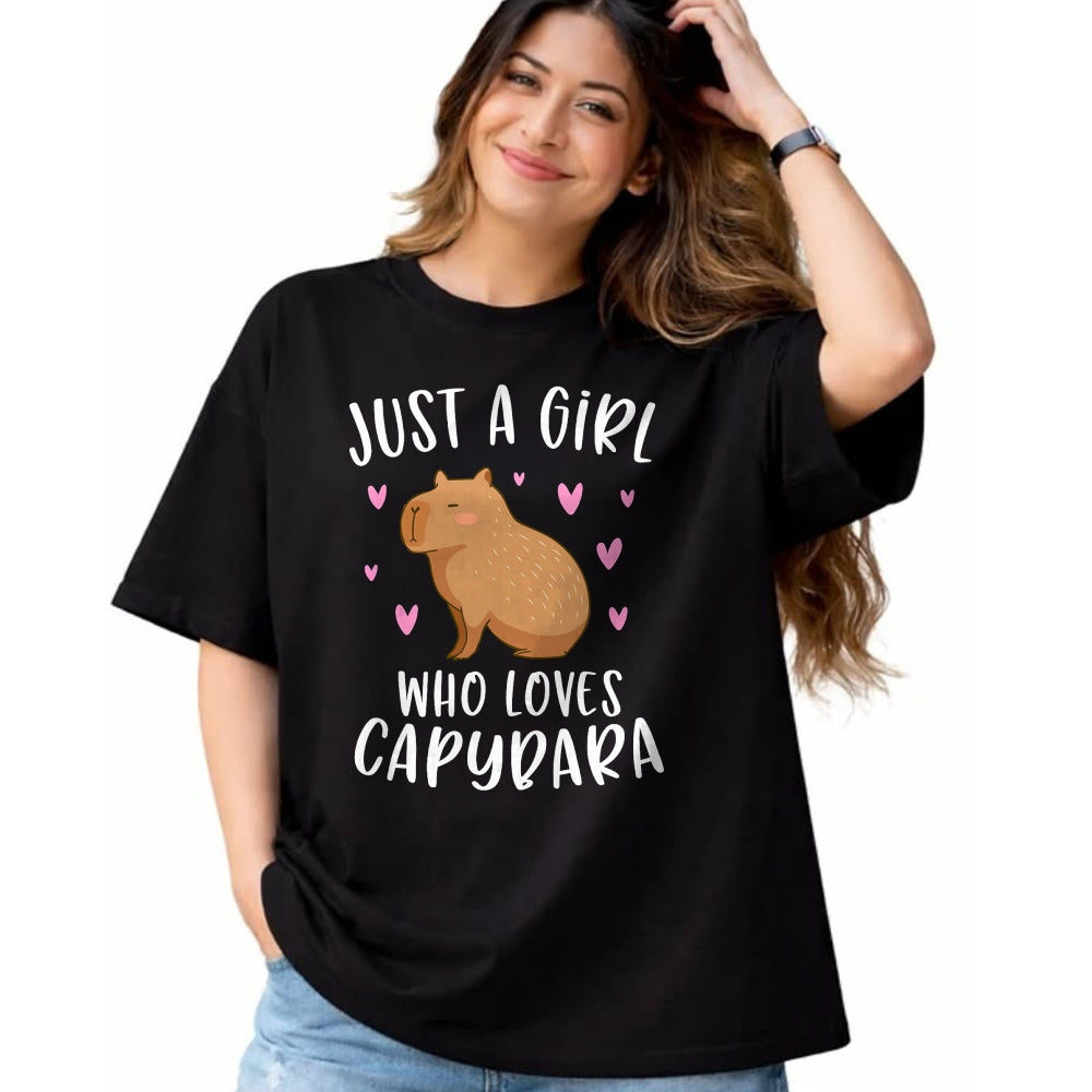 Cute Capybara Shirt, Funny Capybara Unisex T-Shirt/Hoodie/Sweatshirt HLT00 - Cute Capybara Just A Girl Who Loves Capybara T-Shirt