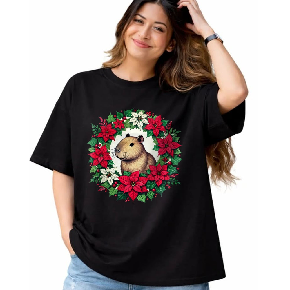 Cute Capybara Shirt, Funny Capybara UnisexT-Shirt/Hoodie/Sweatshirt HLT00 - Capybara Christmas illustration Long Sleeve T-Shirt