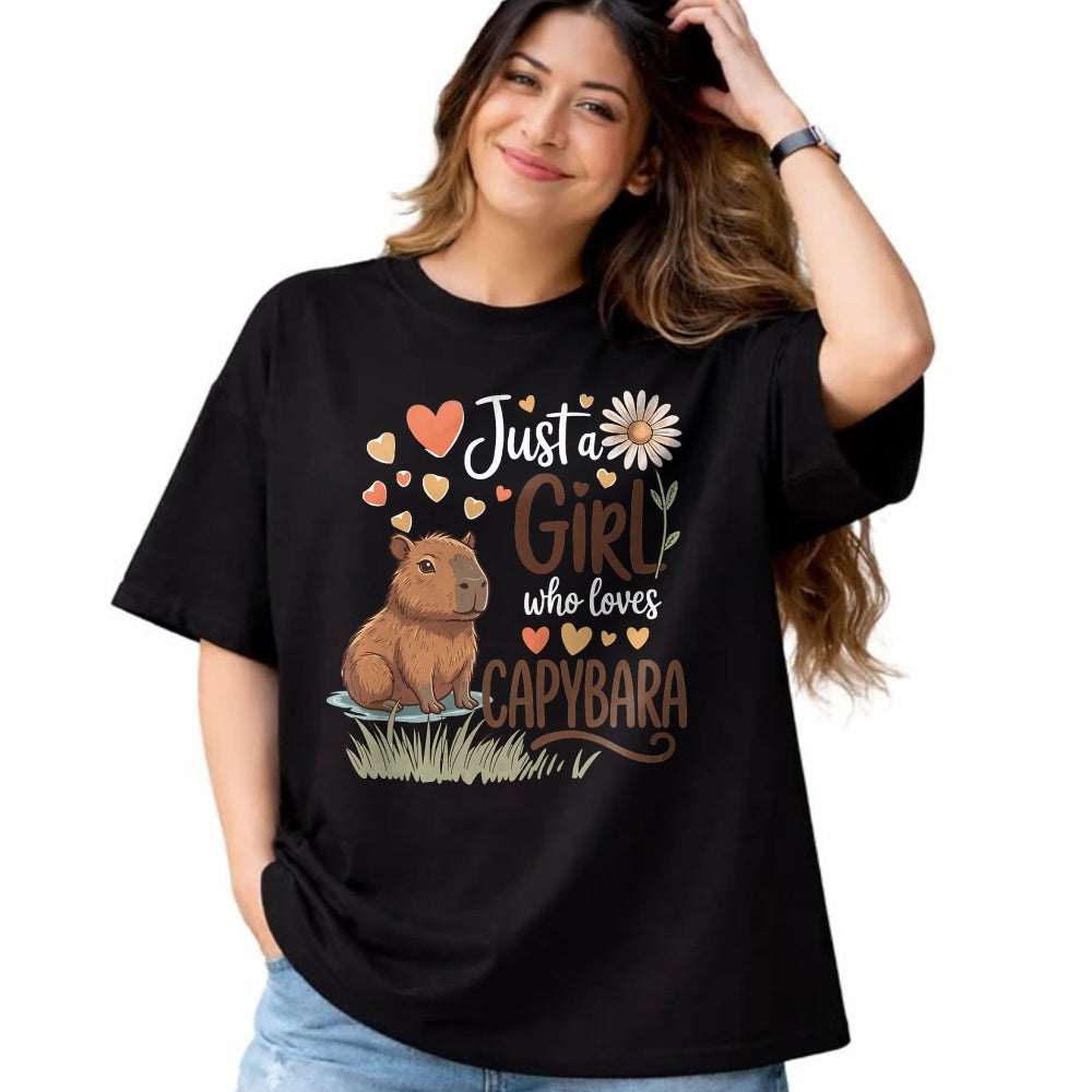 Cute Capybara Shirt, Funny Capybara Unisex T-Shirt/Hoodie/Sweatshirt HLT00 - Just A Girl Who Loves Capybaras Cute Capybara Women Girls T-Shirt