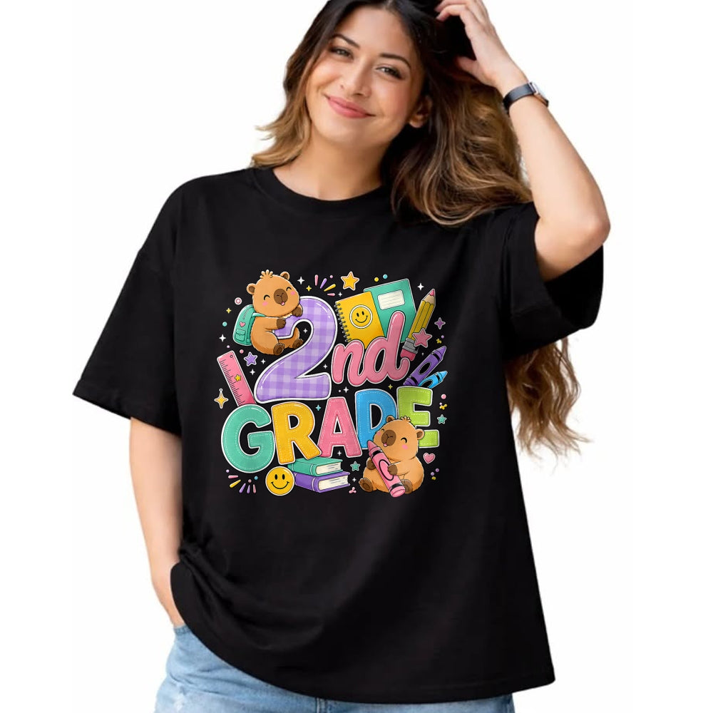 Cute Capybara Shirt, Funny Capybara Unisex T-Shirt/Hoodie/Sweatshirt HLT00 - Cute Capybara 2nd Grade Back to School Second Grader Teacher T-Shirt