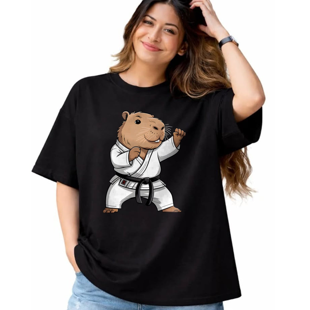 Cute Capybara Shirt, Funny Capybara Unisex T-Shirt/Hoodie/Sweatshirt HLT00 - Martial Arts Capybara Funny Karate Taekwondo Jiu Jitsu Judo T-Shirt