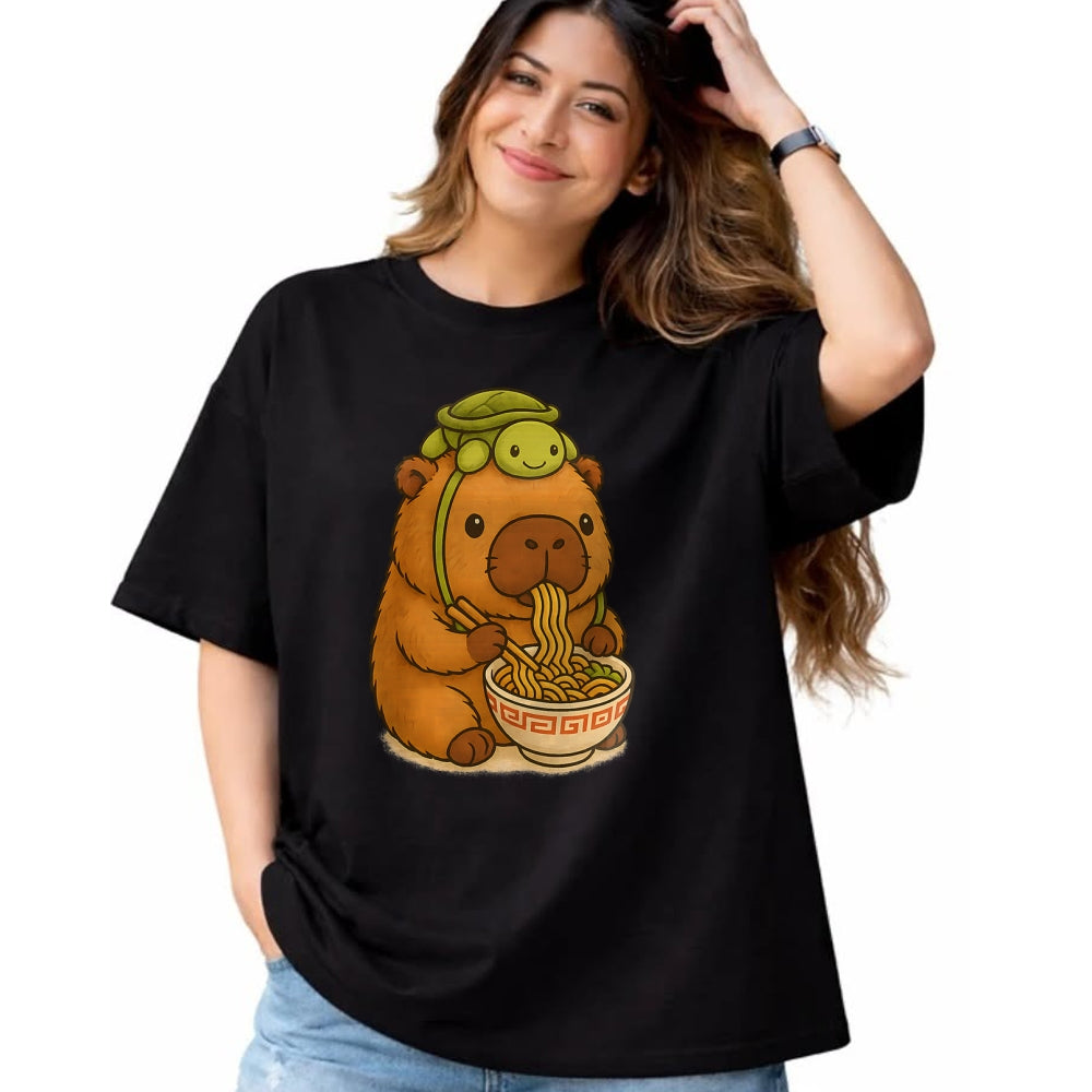 Cute Capybara Shirt, Funny Capybara UnisexT-Shirt/Hoodie/Sweatshirt HLT00 - Capybara Anime Ramen Turtle Funny Graphic Kawaii Capibara T-Shirt
