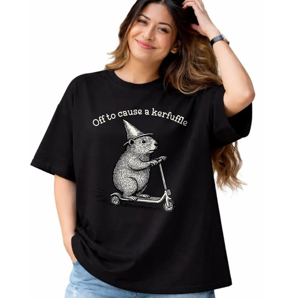 Cute Capybara Shirt, Funny Capybara Unisex T-Shirt/Hoodie/Sweatshirt HLT00 - Off to Cause A Kerfuffle Funny Capybara Meme T-Shirt