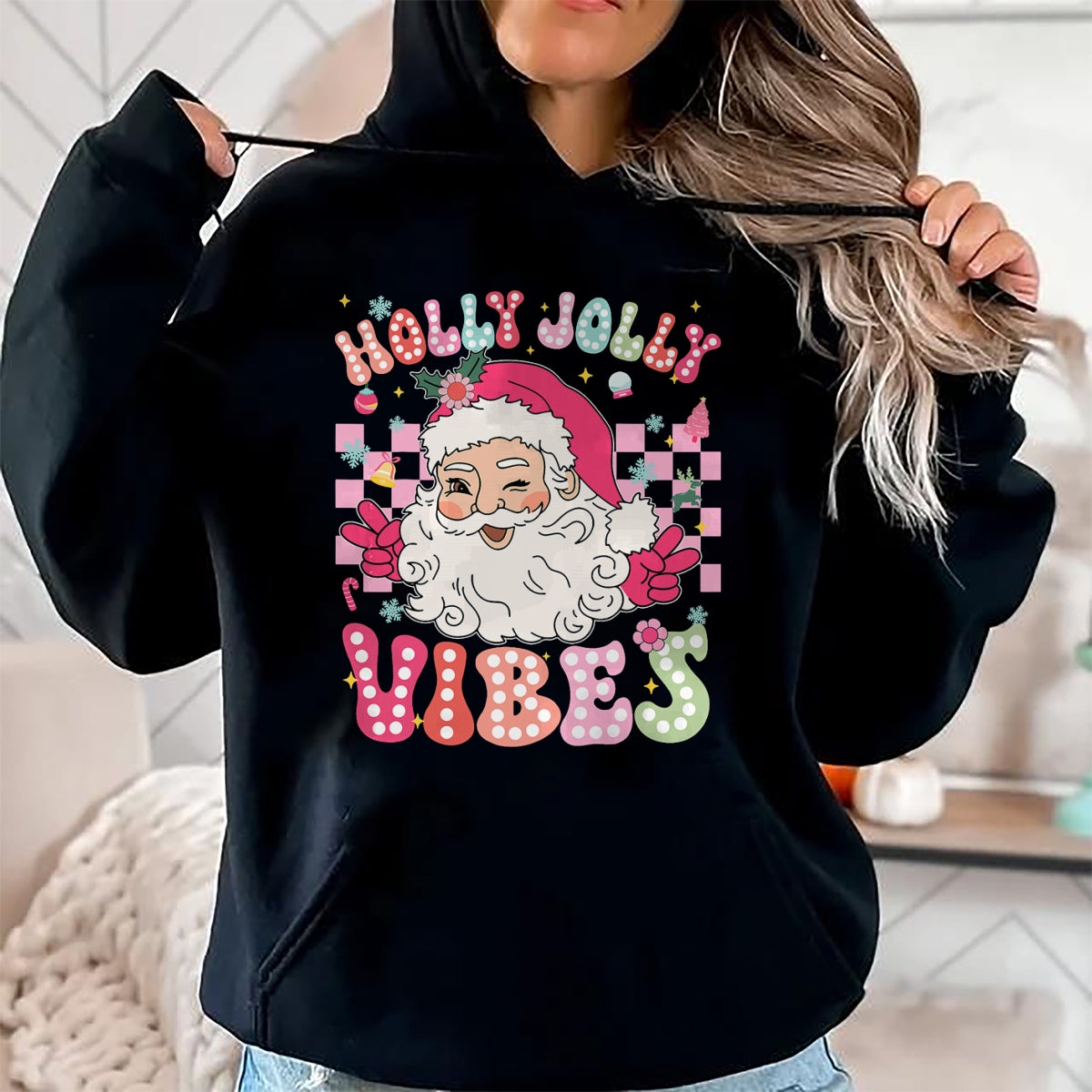 Christmas Shirts for Family, Funny christmas shirts, Christmas Unisex T-Shirt/Hoodie/Sweatshirt HLT00 - Groovy Cute Santa Claus Christmas Vibes Xmas Girls Womens T-Shirt