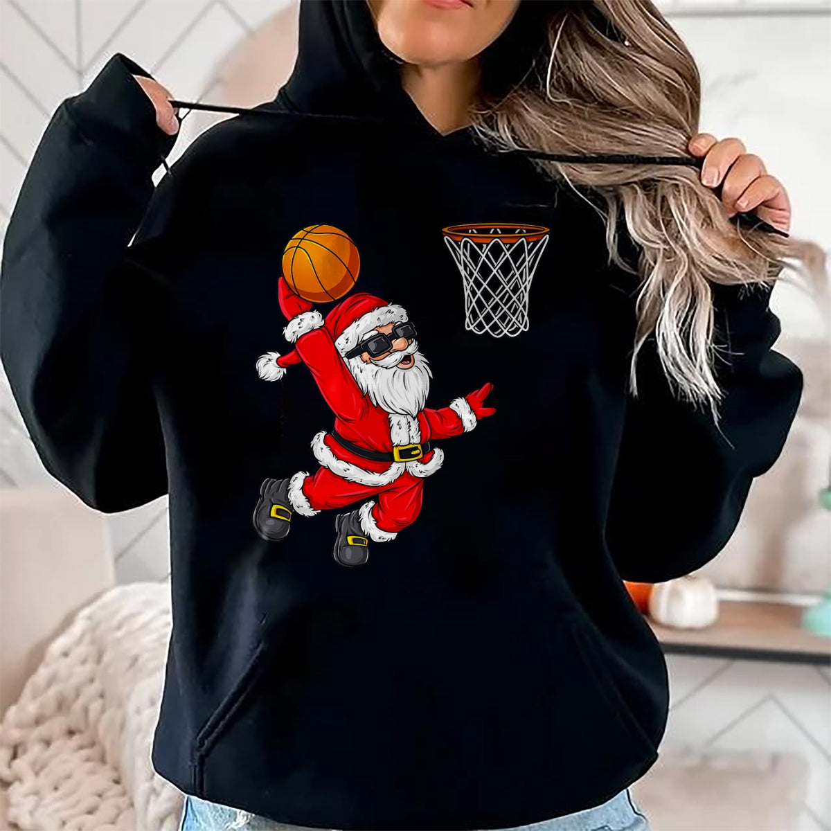 Christmas Shirts for Family, Funny christmas shirts, Christmas Unisex T-Shirt/Hoodie/Sweatshirt HLT00 - Christmas Santa Claus Dunking A Basketball Boys Kids Xmas T-Shirt