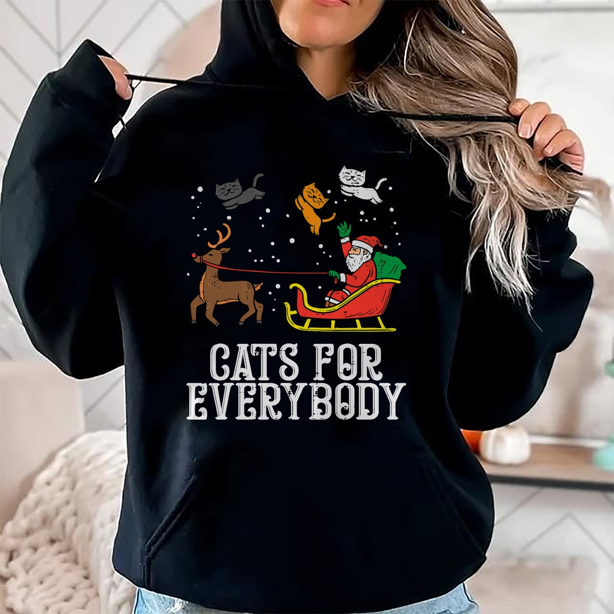 Christmas Shirts for Family, Funny christmas shirts, Christmas Unisex T-Shirt/Hoodie/Sweatshirt HLT00 - Cats For Everybody Christmas Cat Funny Xmas Women Santa T-Shirt