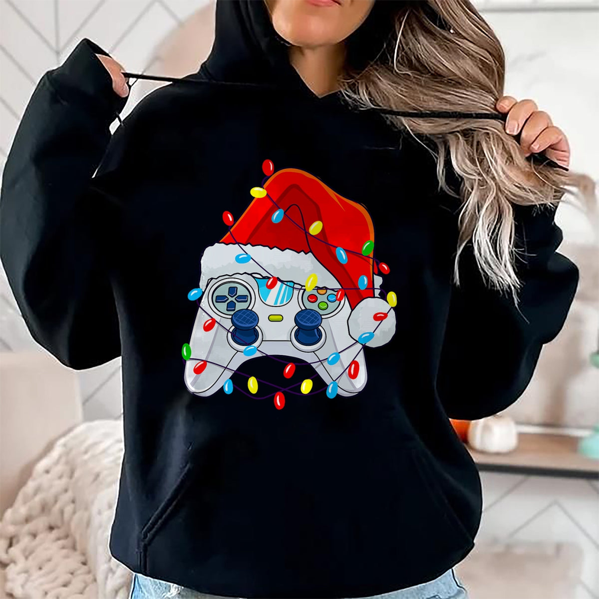 Christmas Shirts for Family, Funny christmas shirts, Christmas Unisex T-Shirt/Hoodie/Sweatshirt HLT00 - Video Game Controller Christmas Santa Hat Gamer Boys T-Shirt
