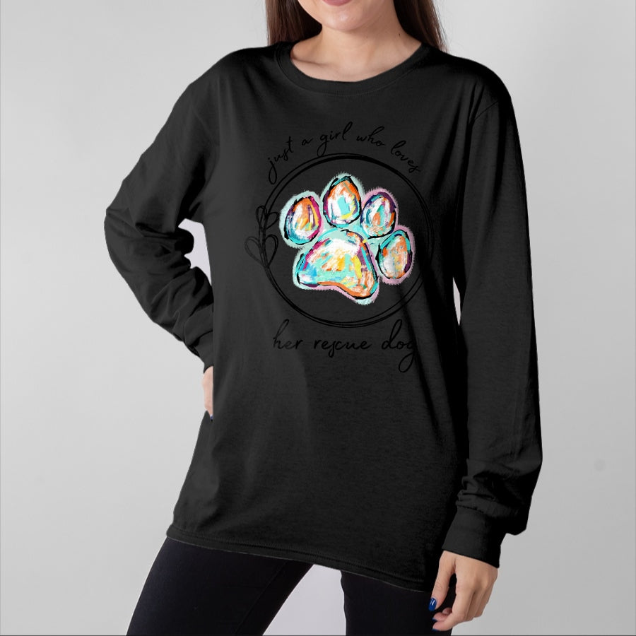Dog Love Shirt, Dog Lover Gift T-Shirt/Hoodie/Sweatshirt HLT00 - Just a girl who loves her rescue dog T-Shirt