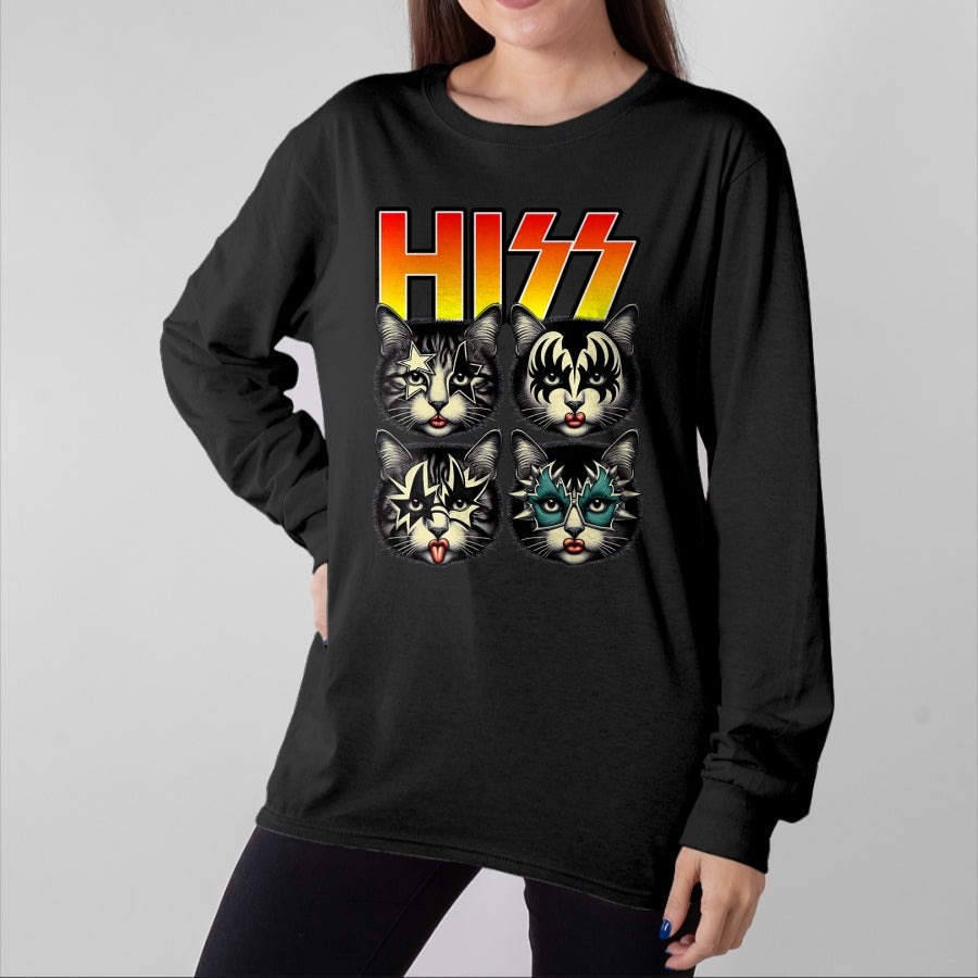 Cat Love Shirt, Funny Cat Lover Gift UnisexT-Shirt/Hoodie/Sweatshirt HLT00 - Retro Cat Rock Music Concert Band Hiss Funny Cat Kitten Love T-Shirt (1)