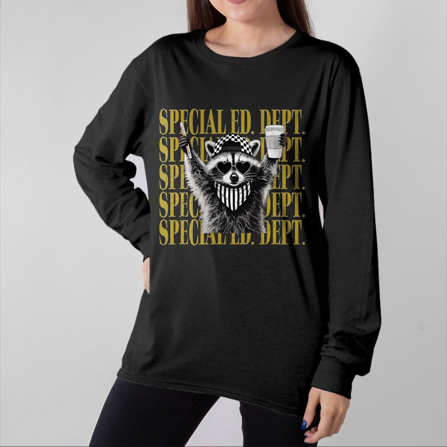 Best Student Shirt, Funny Back To School UnisexT-Shirt/Hoodie/Sweatshirt HLT00 - Women Special Ed Teacher Funny Feral Raccoon Back to School T-Shirt, Men, Black, Large
