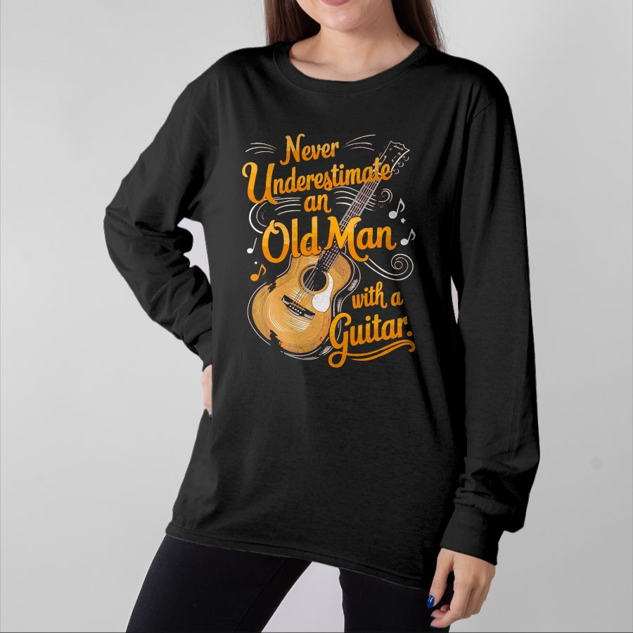 Guitar Lover Shirt, Funny Guitar UnisexT-Shirt/Hoodie/Sweatshirt HLT00 - Never Underestimate an Old Man with A Guitar Player T-Shirt, Men, Black, 3X-Large