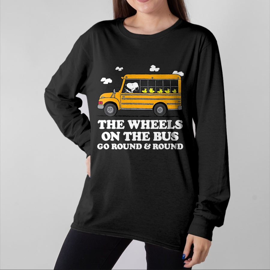 Best Student Shirt, Funny Back To School UnisexT-Shirt/Hoodie/Sweatshirt HLT00 - Peanuts - Wheels On The Bus Back to School T-Shirt, Men, Black, 3X-Large