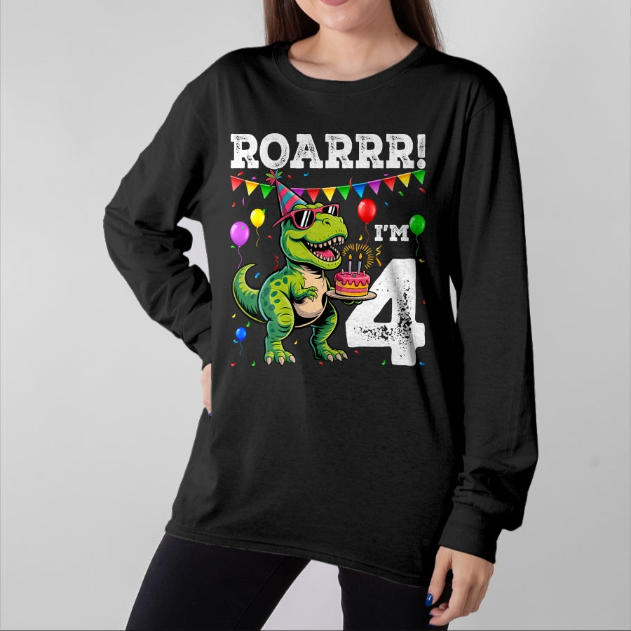 Best Dinosaur Lover Shirt, Funny Dinosaur UnisexT-Shirt/Hoodie/Sweatshirt HLT00 - 4th Birthday 4 Year Old Boys Girls Roar Im Dinosaur T-Shirt