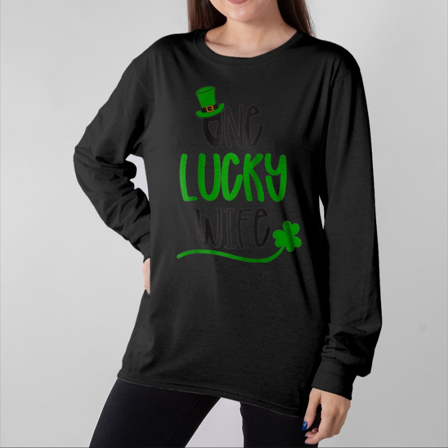 Best Wife Shirt, Wife and Husband Unisex T-Shirt/Hoodie/Sweatshirt HLT00 - Gift for wife T shirt, lucky wife One Lucky Wife Irish St Patricks Day Womens Girls Funny Gift Rag