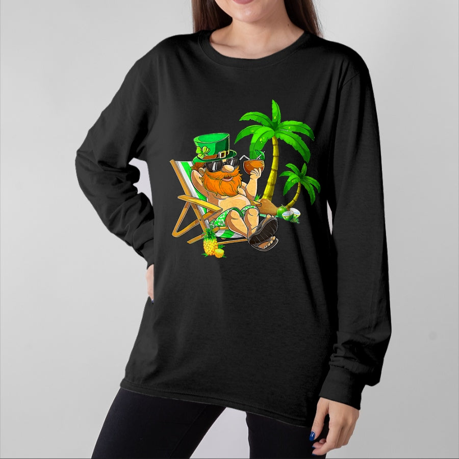 Patrick Day Shirts for Family, Funny Patrick Day shirts, st patrick's day Unisex T-Shirt/Hoodie/Sweatshirt HLT00 - Lucky Irish Leprechaun Hawaiian Surfing St Patrick Day Retro T-Shirt