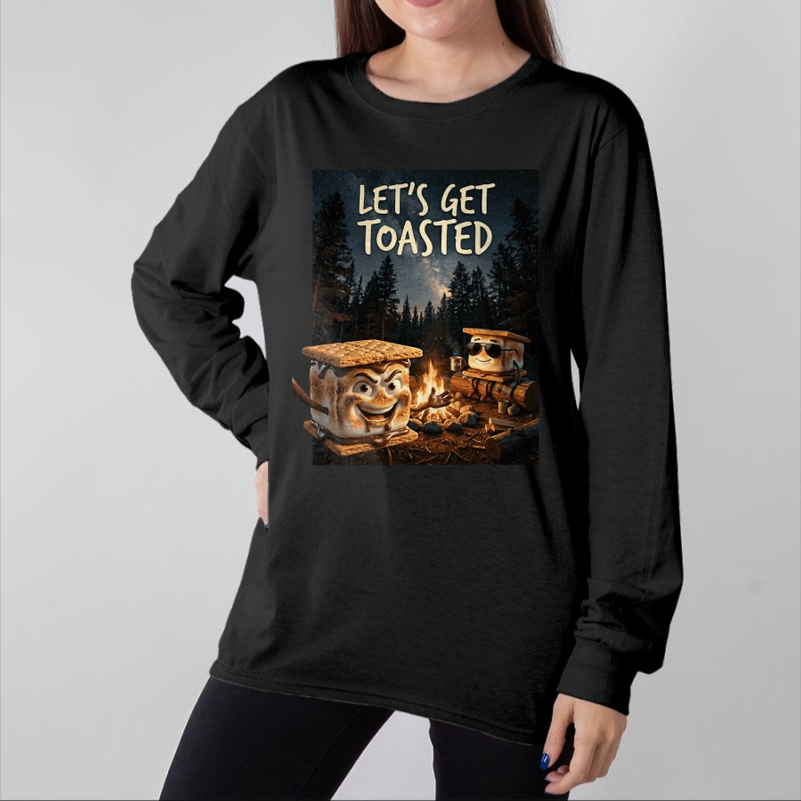 Funny Camping Shirt, Gift For Camping Lover Unisex T-Shirt/Hoodie/Sweatshirt HLT00 - Let_s Get Toasted Camping S_Mores Marshmallow Smores T-Shirt