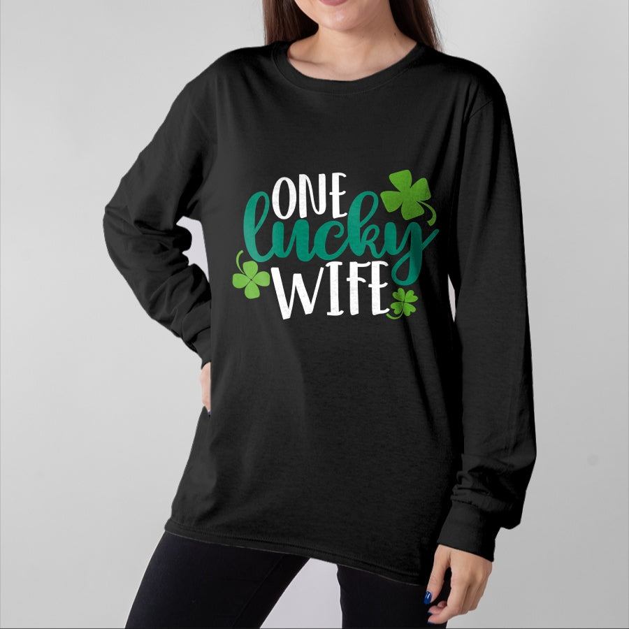 Best Wife Shirt, Wife and Husband Unisex T-Shirt/Hoodie/Sweatshirt HLT00 - Gift for wife T shirt, lucky wife Womens One Lucky Wife Irish St Patricks Day Womens Girls Funny G