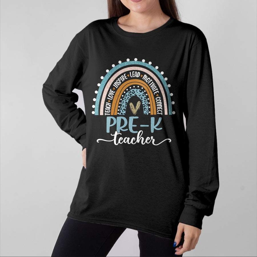 Best Student Shirt, Funny Back To School UnisexT-Shirt/Hoodie/Sweatshirt HLT00 - Pre-K Teacher Leopard Boho Rainbow Back to School T-Shirt