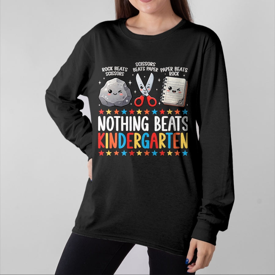 Best Student Shirt, Funny Back To School UnisexT-Shirt/Hoodie/Sweatshirt HLT00 - Nothing Beats Kindergarten Funny Back to School Kids Teacher T-Shirt, Men, Black, 3X-Large