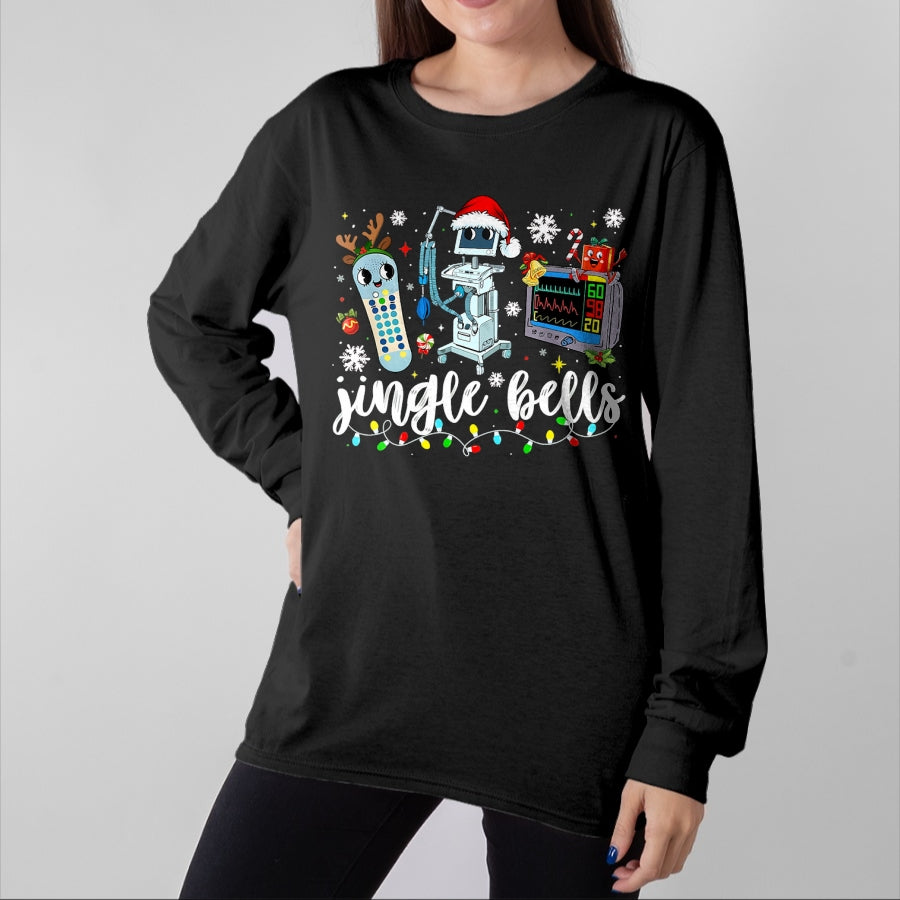 Funny Nurse Shirt, Nurse Unisex T-Shirt/Hoodie/Sweatshirt HLT00 - Funny Jingle Bells Telemetry Nurse Christmas Tech Nursing T-Shirt