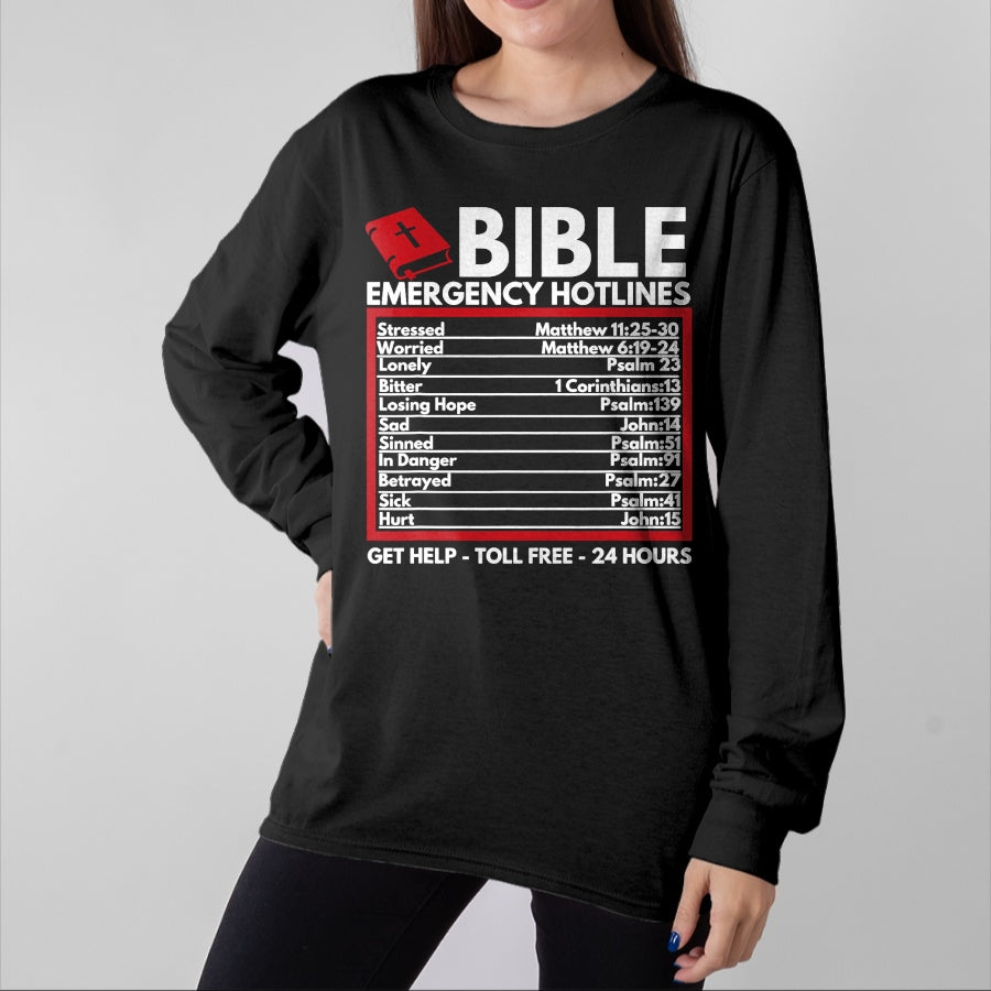 Christian Tee, Christian Faith Unisex T-Shirt/Hoodie/Sweatshirt HLT00 - Bible Emergency Numbers - Funny Christian Bible & Jesus T-Shirt