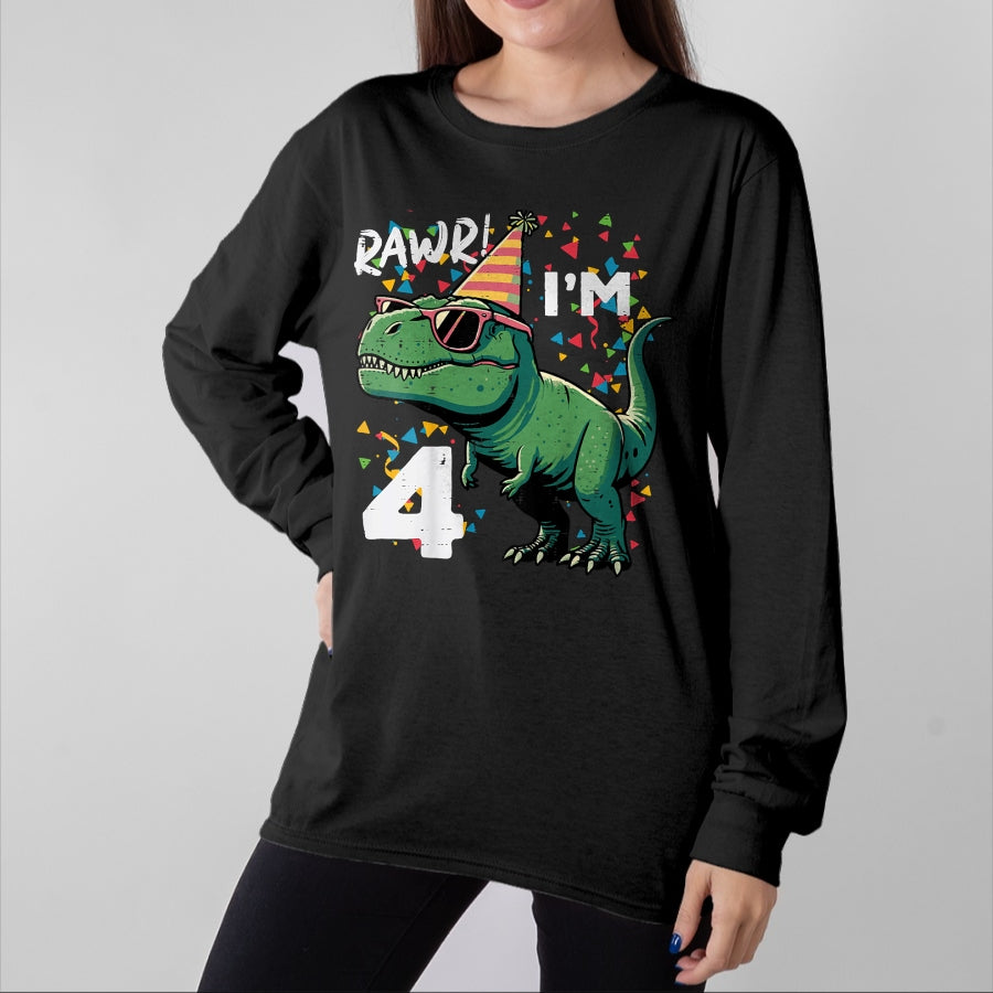Best Dinosaur Lover Shirt, Funny Dinosaur UnisexT-Shirt/Hoodie/Sweatshirt HLT00 - Kids 4th Birthday Trex Rawr Im 4 Years Old Bday Dino Boys Kids T-Shirt