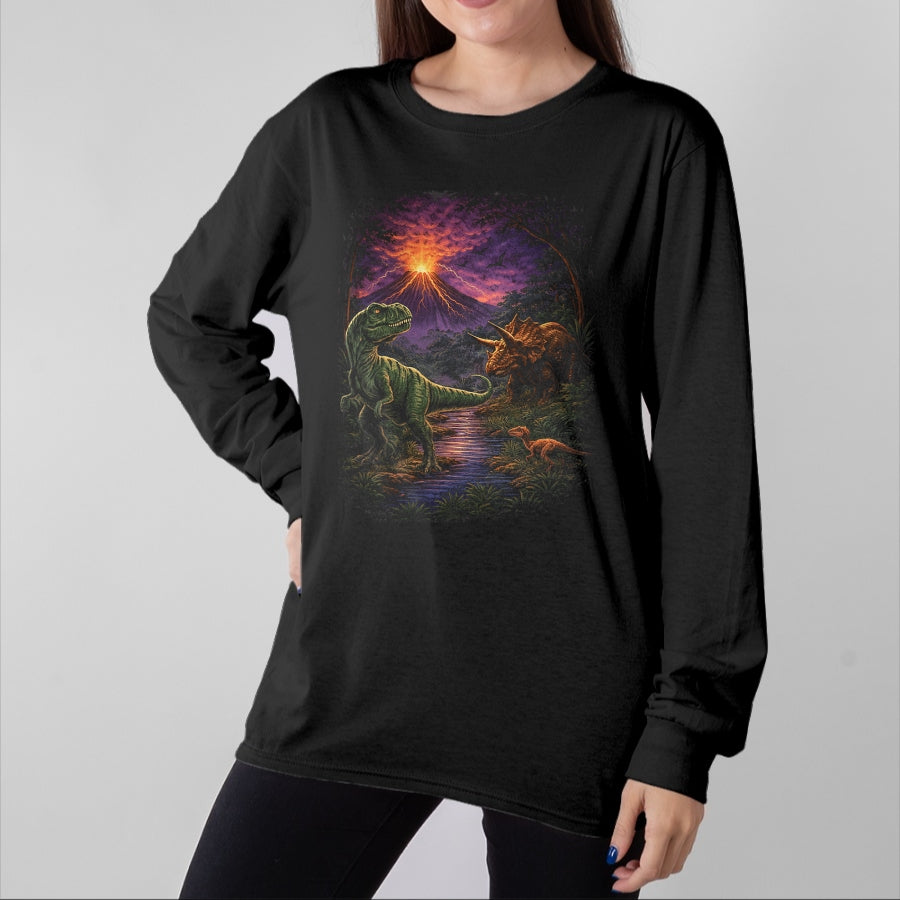 Best Dinosaur Lover Shirt, Funny Dinosaur UnisexT-Shirt/Hoodie/Sweatshirt HLT00 - Vintage Jurassic Dinosaur 90s T Rex and Triceratops Graphic T-Shirt