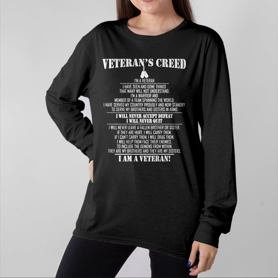 Proud Veteran Shirt, Funny Veteran UnisexT-Shirt/Hoodie/Sweatshirt HLT00 - Veteran_s Creed I_m a Veteran T-Shirt Small
