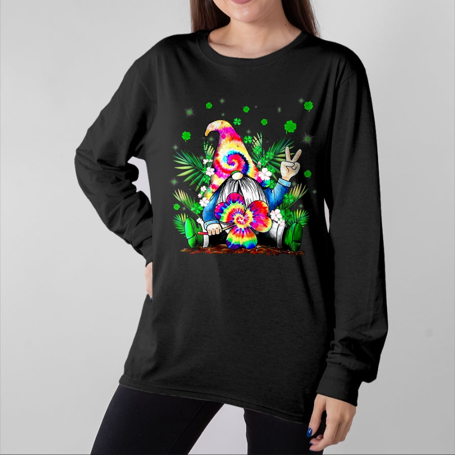 Patrick Day Shirts for Family, Funny Patrick Day shirts, st patrick's day Unisex T-Shirt/Hoodie/Sweatshirt HLT00 - Irish Gnome Tie Dye Shamrock St Patrick Day Peace Love Luck T-Shirt
