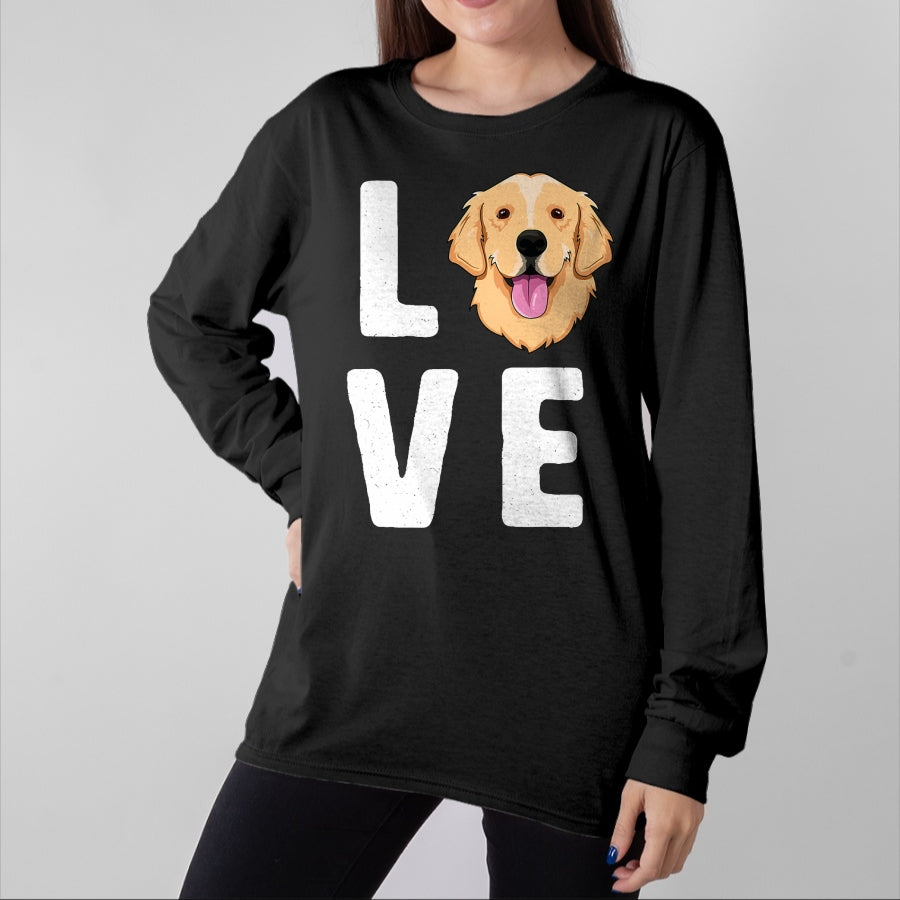 Dog Love Shirt, Dog Lover Gift T-Shirt/Hoodie/Sweatshirt HLT00 - LOVE Golden Retrievers T-Shirt for Women KIds Dog Pet Gift T-Shirt