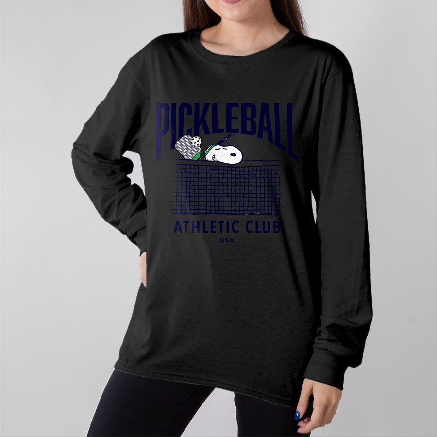 Funny Pickleball Shirt, Pickleball Lover Unisex T-Shirt/Hoodie/Sweatshirt HLT00 - Peanuts - Snoopy Pickleball Athletic Club USA T-Shirt