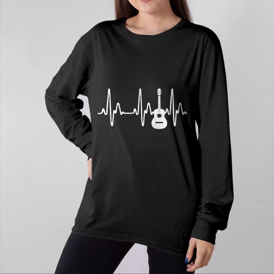 Guitar Lover Shirt, Funny Guitar UnisexT-Shirt/Hoodie/Sweatshirt HLT00 - Acoustic Guitar Heartbeat Shirt - Guitar Musician T-Shirt