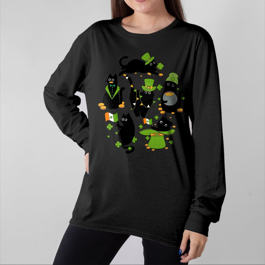 Patrick Day Shirts for Family, Funny Patrick Day shirts, st patrick's day Unisex T-Shirt/Hoodie/Sweatshirt HLT00 - Shamrock Irish Black Cat Saint Patrick Day T-Shirt