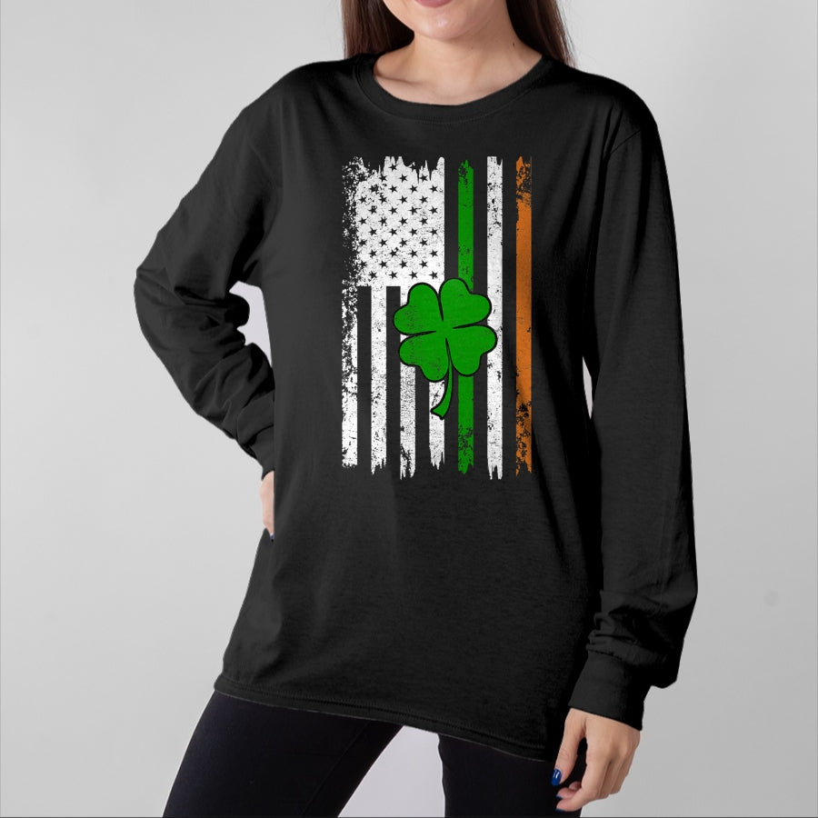 Patrick Day Shirts for Family, Funny Patrick Day shirts, st patrick's day Unisex T-Shirt/Hoodie/Sweatshirt HLT00 - St Patrick Day Irish American Flag Retro Saint Patricks Day T-Shirt