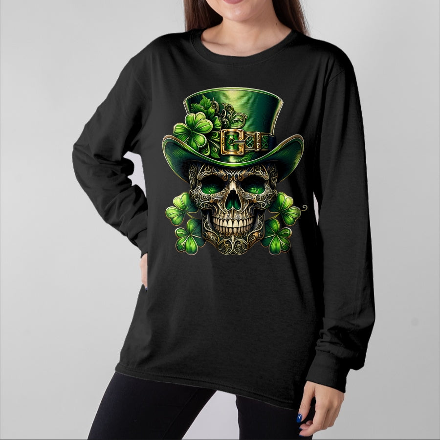 Patrick Day Shirts for Family, Funny Patrick Day shirts, st patrick's day Unisex T-Shirt/Hoodie/Sweatshirt HLT00 - Sugar Skull St Patrick Day of the Dead Lucky Shamrock T-Shirt