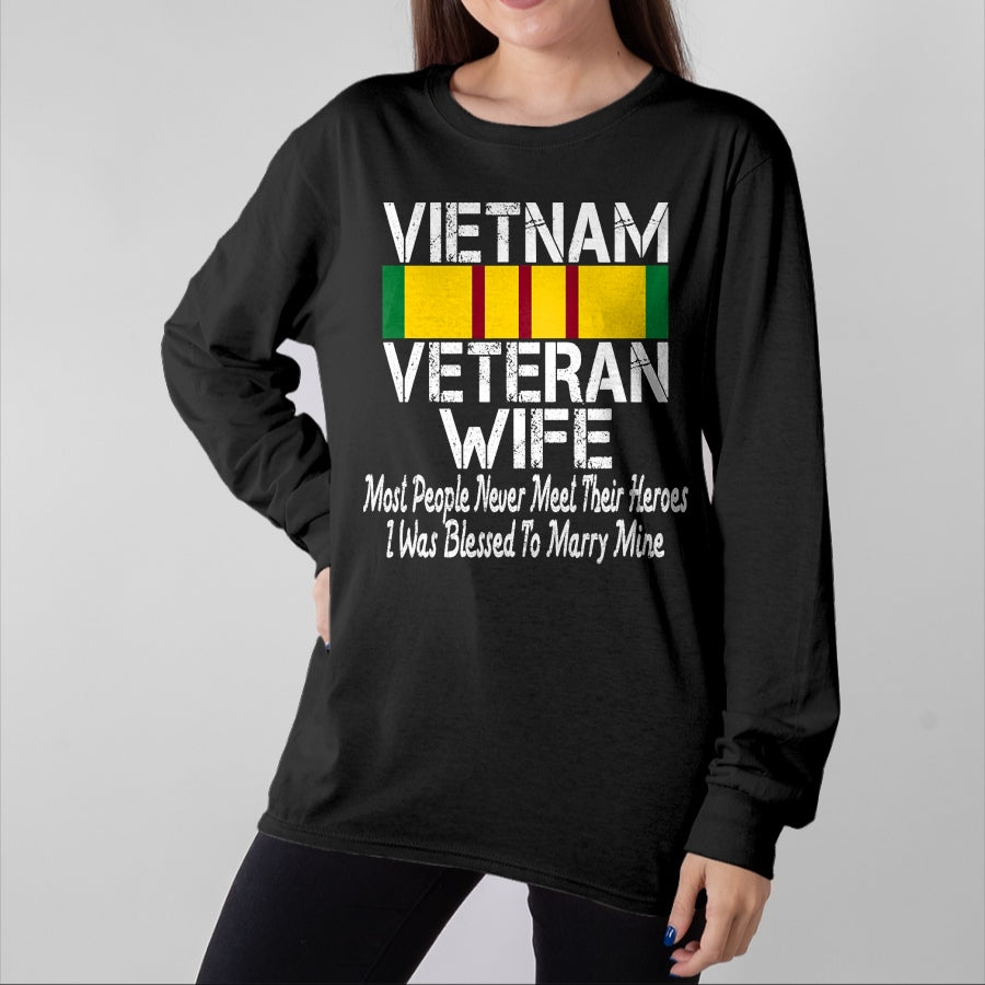 Best Wife Shirt, Wife and Husband Unisex T-Shirt/Hoodie/Sweatshirt HLT00 - Gift for wife T shirt, lucky wife Vietnam Veteran Wife Gift T-Shirt