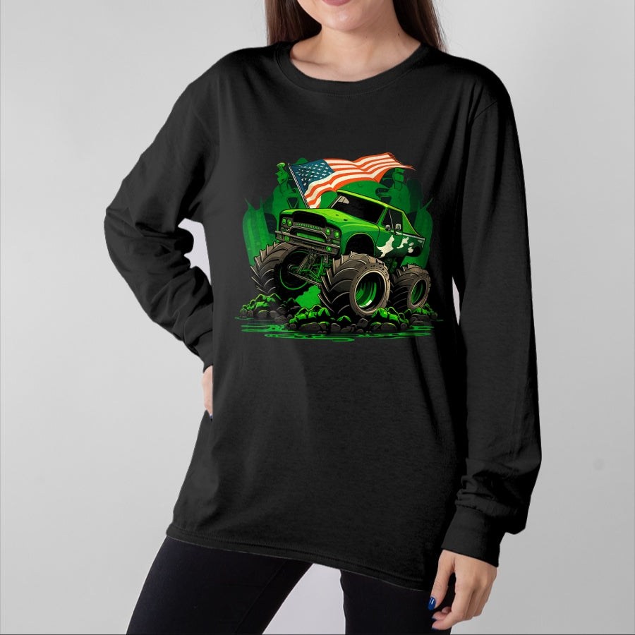 Patrick Day Shirts for Family, Funny Patrick Day shirts, st patrick's day Unisex T-Shirt/Hoodie/Sweatshirt HLT00 - Funny Leprechaun Monster Truck Shamrock St Patrick Day Boys T-Shirt