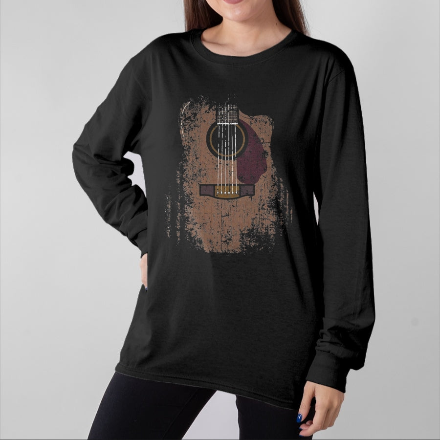 Guitar Lover Shirt, Funny Guitar UnisexT-Shirt/Hoodie/Sweatshirt HLT00 - Distressed Acoustic Guitar Vintage Player Rock & Roll Music T-Shirt, Men, Black, 3X-Large