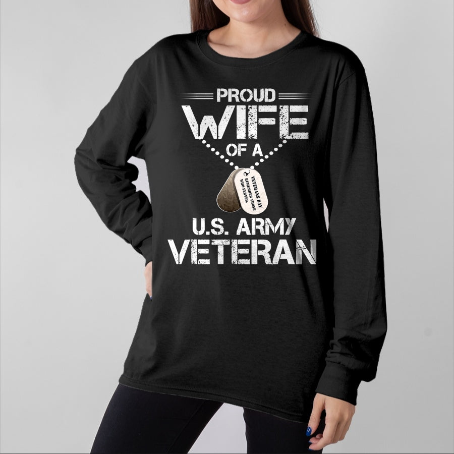 Best Wife Shirt, Wife and Husband Unisex T-Shirt/Hoodie/Sweatshirt HLT00 - Gift for wife T shirt, lucky wife Proud Wife Of A U.S. Army Veteran, Veterans Day Gift