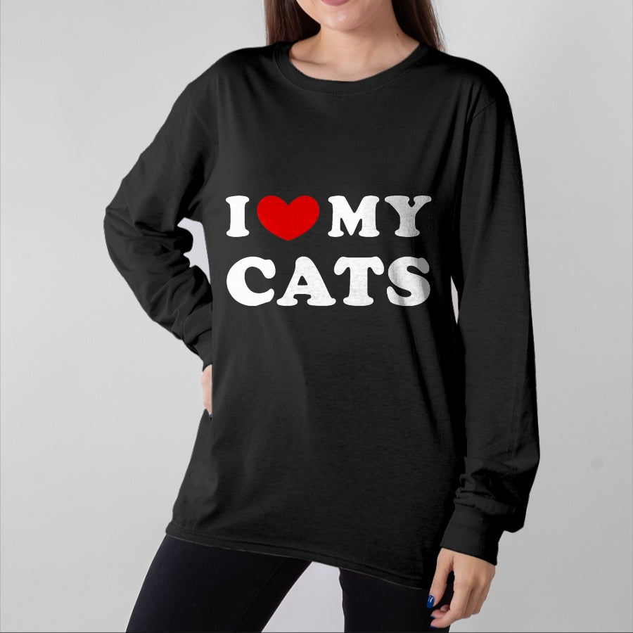 Cat Love Shirt, Funny Cat Lover Gift UnisexT-Shirt/Hoodie/Sweatshirt HLT00 - I Love My Cats, I Heart My Cats T-Shirt, Men, Black, 3X-Large