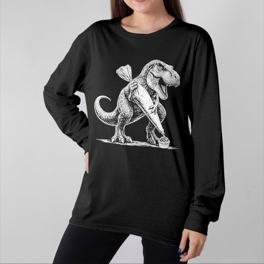 Best Dinosaur Lover Shirt, Funny Dinosaur UnisexT-Shirt/Hoodie/Sweatshirt HLT00 - T-Rex Baking Cupcake Dinosaur Pastry Chef Cook T-Shirt