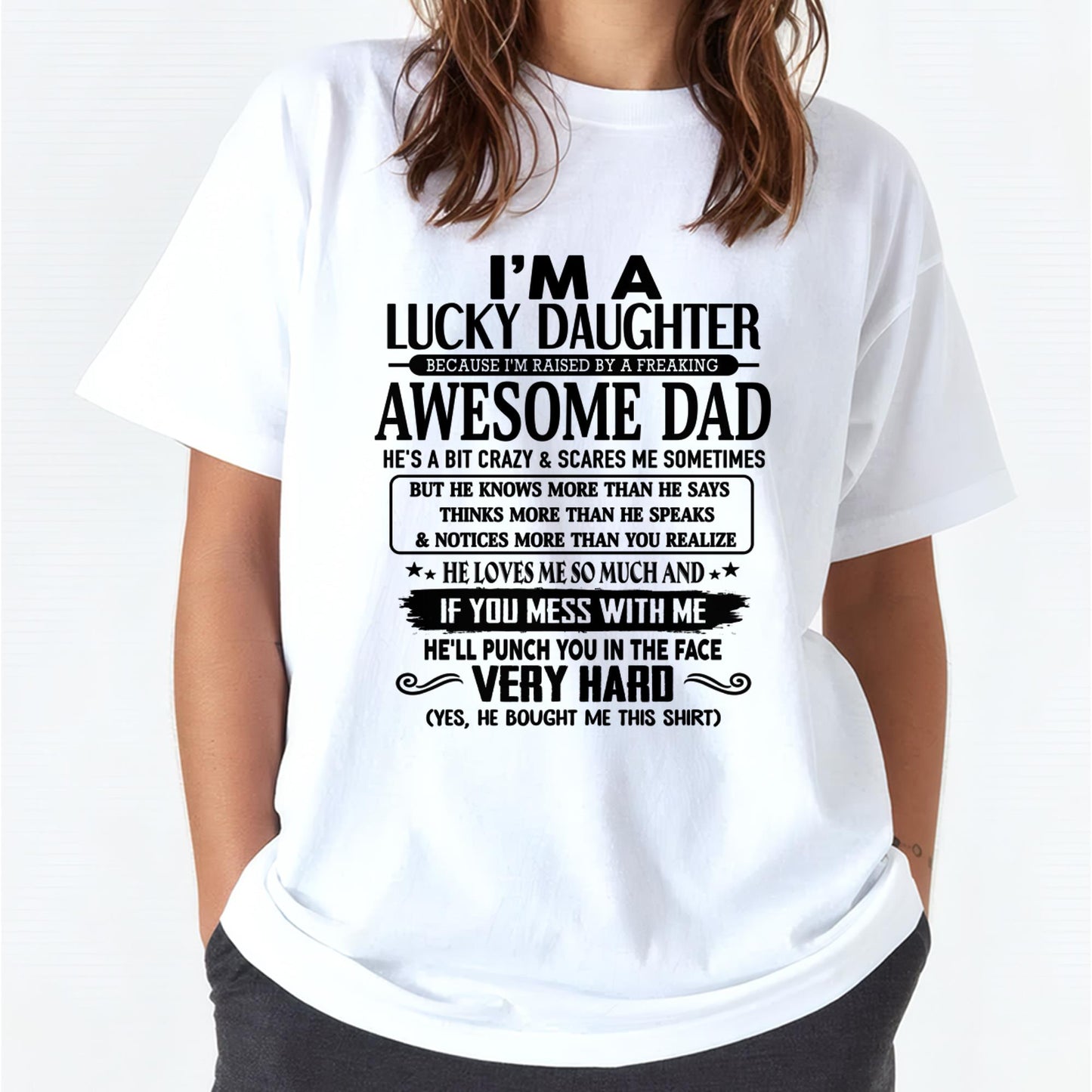 Lucky Daughter Tee - Perfect T-Shirt From Dad DTSM00 SKU-TLUCKYDD-00