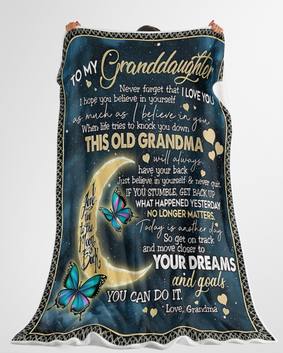 BLANKET FOR GRANDDAUGHTER – COMFORT & WARMTH GIFT FROM GRANDMA Sherpa Fleece Quilt Blanket NTTD00 (SKUB-BLK-GMD2)