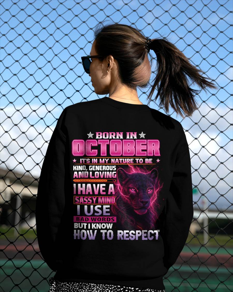 October - Fierce Panther Graphic Tee - Birthday Gift For Women - DTSM10 (SKU09-24-10)